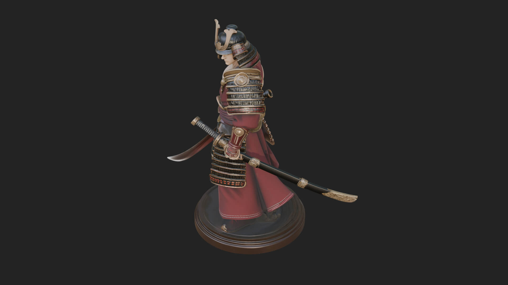 Standing Armored Samurai Statue Design 6 3D Print Model 3D Model