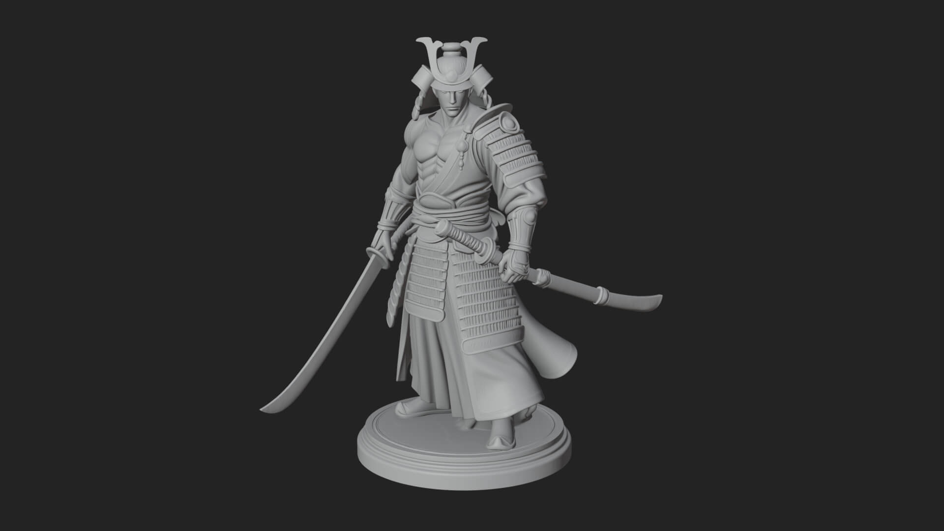 Standing Armored Samurai Statue Design 6 3D Print Model 3D Model