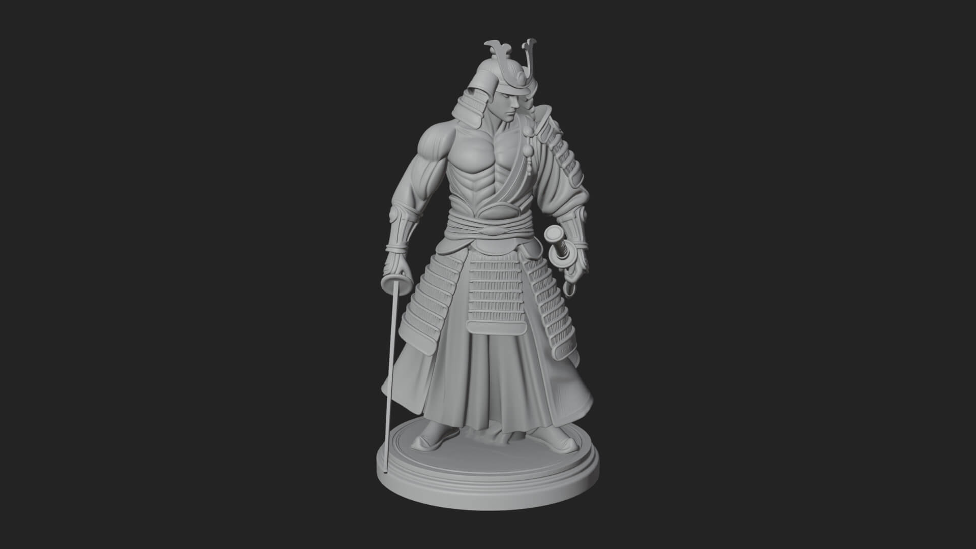 Standing Armored Samurai Statue Design 6 3D Print Model 3D Model