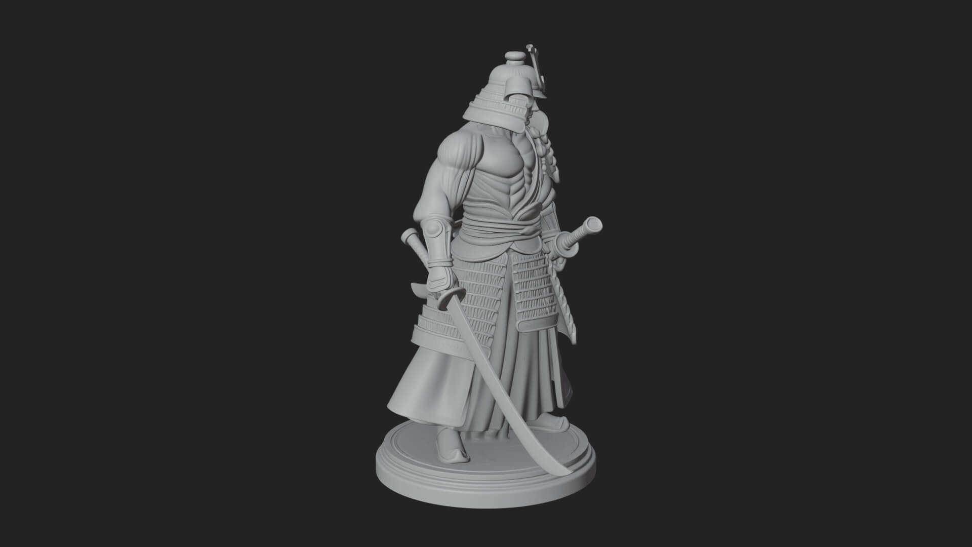 Standing Armored Samurai Statue Design 6 3D Print Model 3D Model