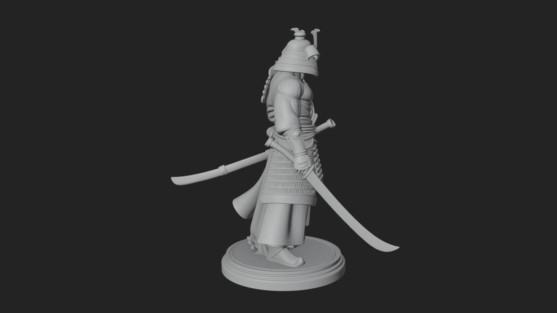 Standing Armored Samurai Statue Design 6 3D Print Model 3D Model