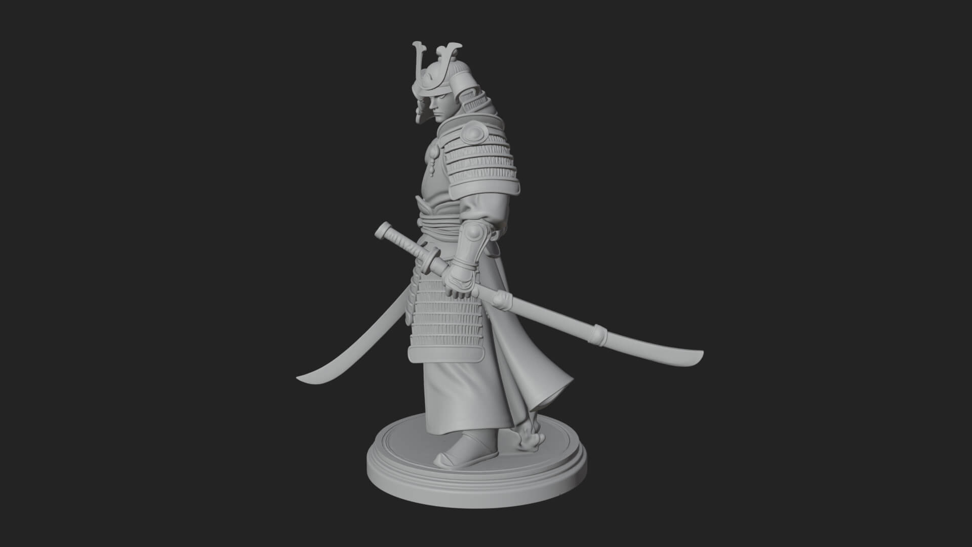 Standing Armored Samurai Statue Design 6 3D Print Model 3D Model