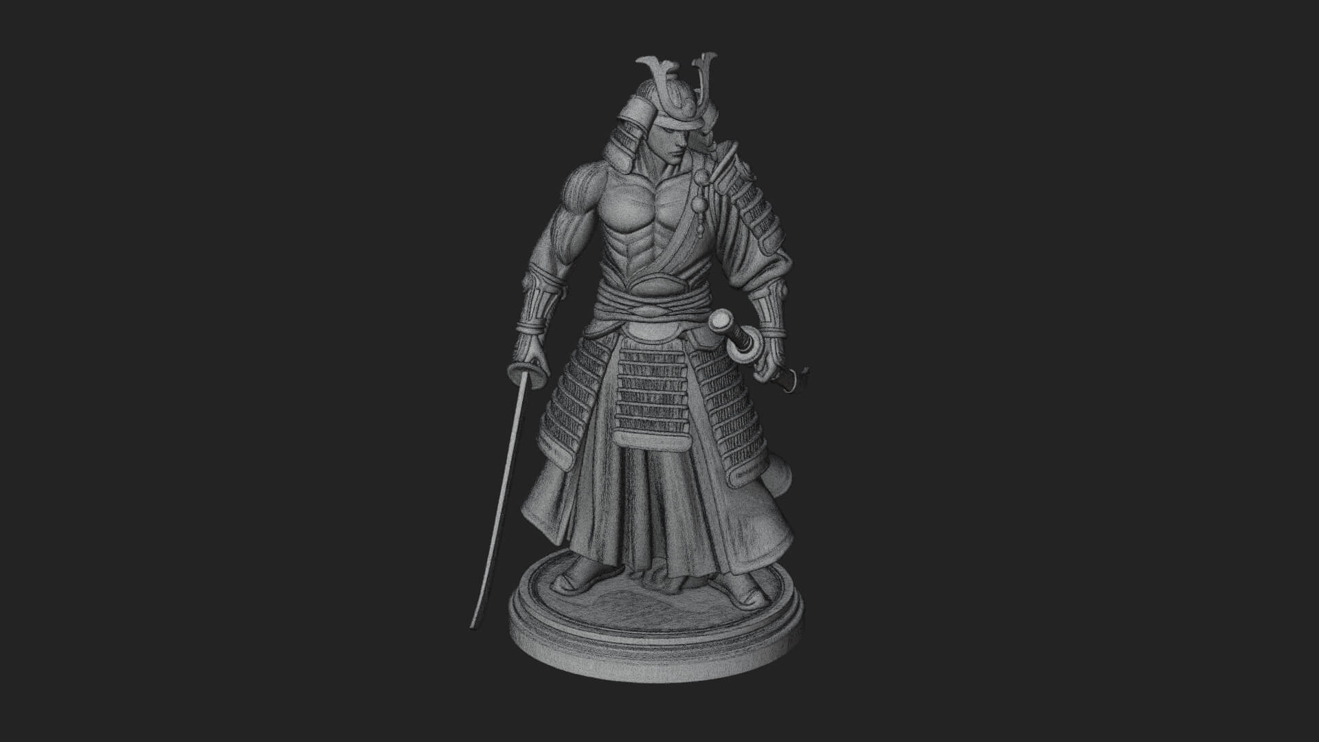 Standing Armored Samurai Statue Design 6 3D Print Model 3D Model