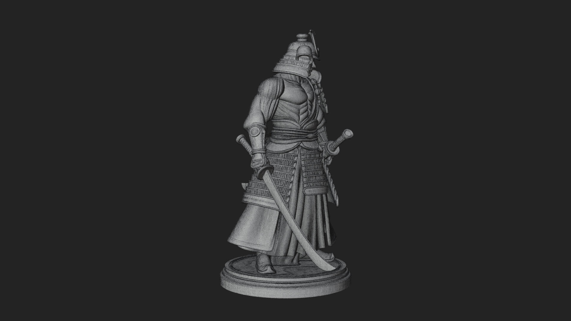 Standing Armored Samurai Statue Design 6 3D Print Model 3D Model