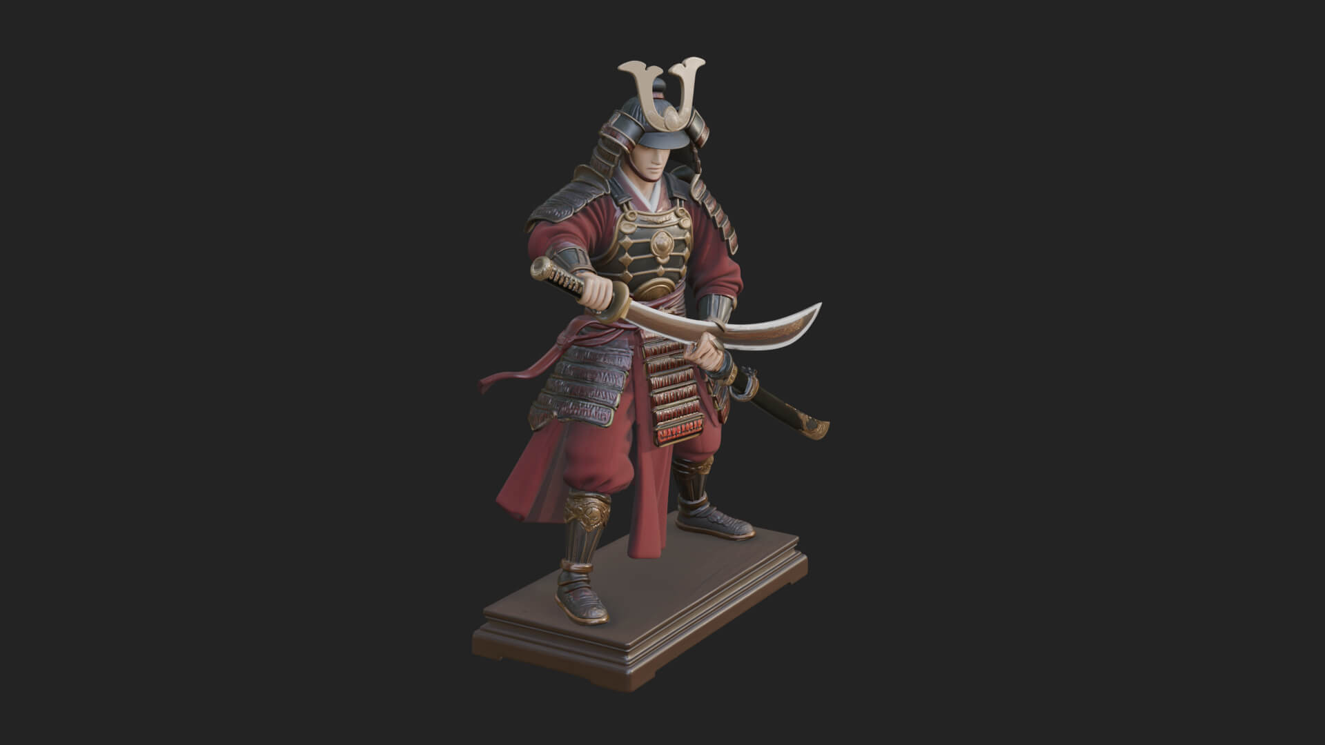 Standing Armored Samurai Statue Design 7 3D Print Model 3D Model