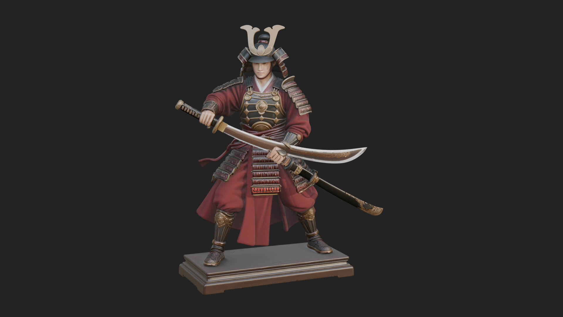 Standing Armored Samurai Statue Design 7 3D Print Model 3D Model