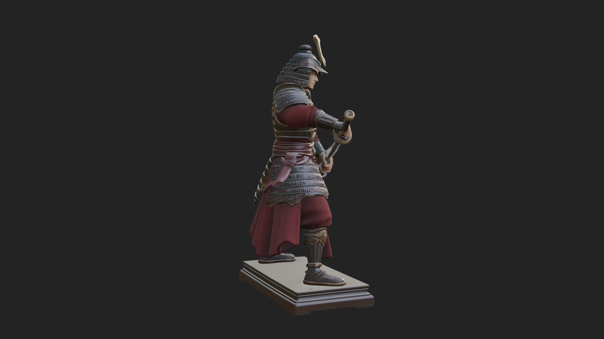 Standing Armored Samurai Statue Design 7 3D Print Model 3D Model