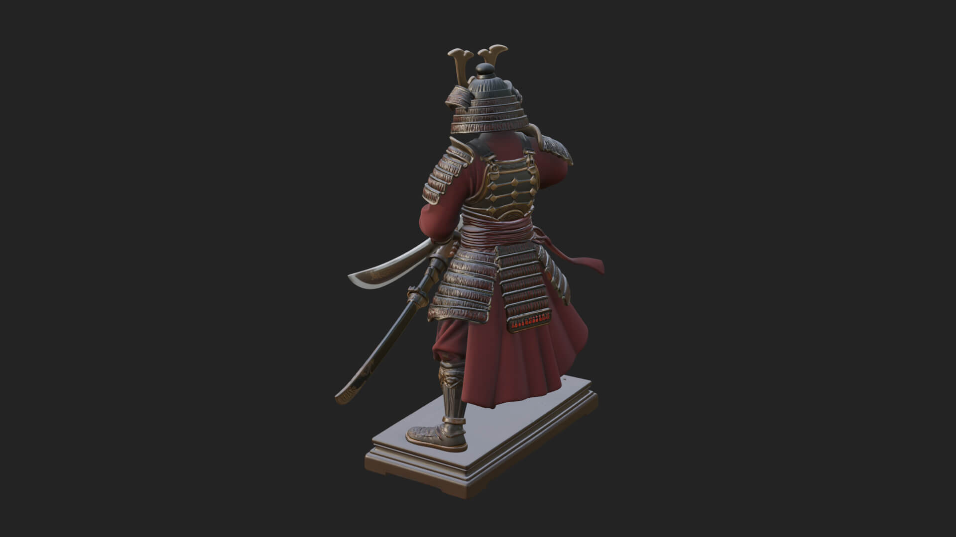 Standing Armored Samurai Statue Design 7 3D Print Model 3D Model