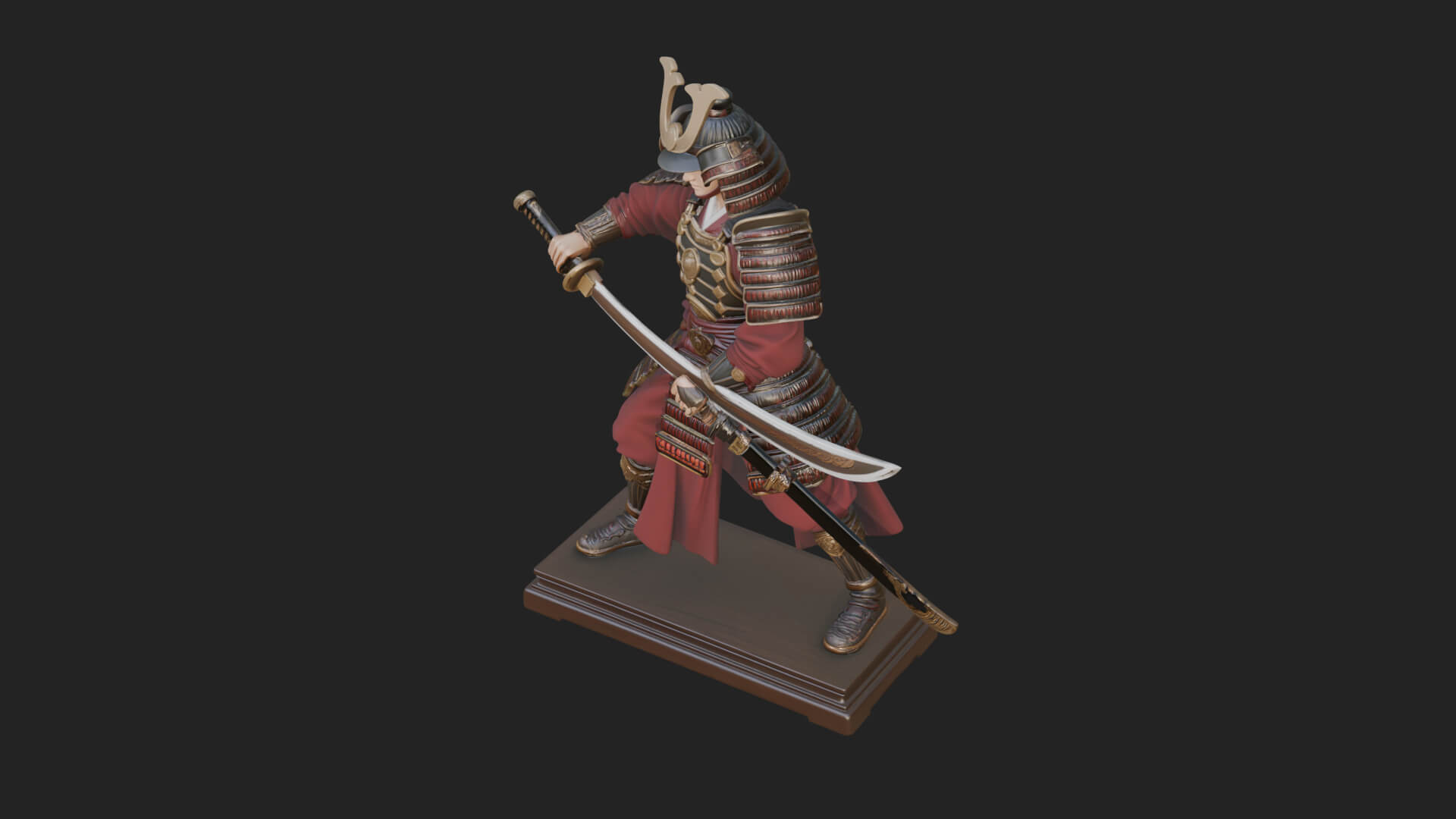 Standing Armored Samurai Statue Design 7 3D Print Model 3D Model