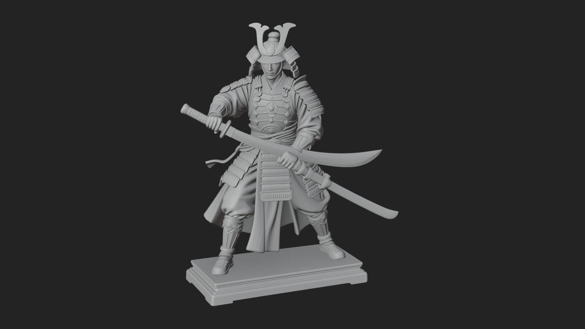 Standing Armored Samurai Statue Design 7 3D Print Model 3D Model