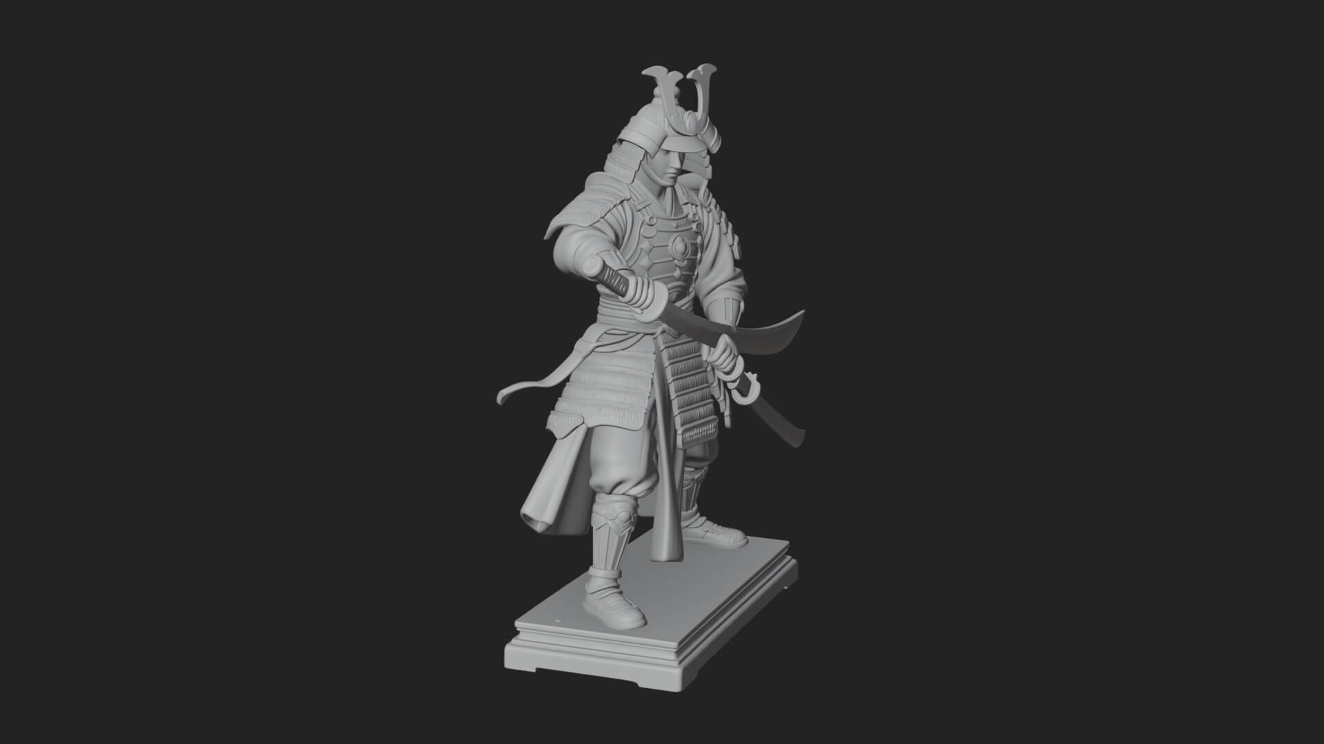 Standing Armored Samurai Statue Design 7 3D Print Model 3D Model