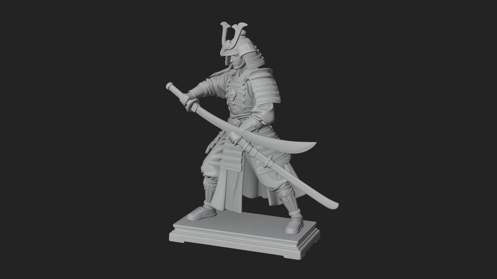 Standing Armored Samurai Statue Design 7 3D Print Model 3D Model