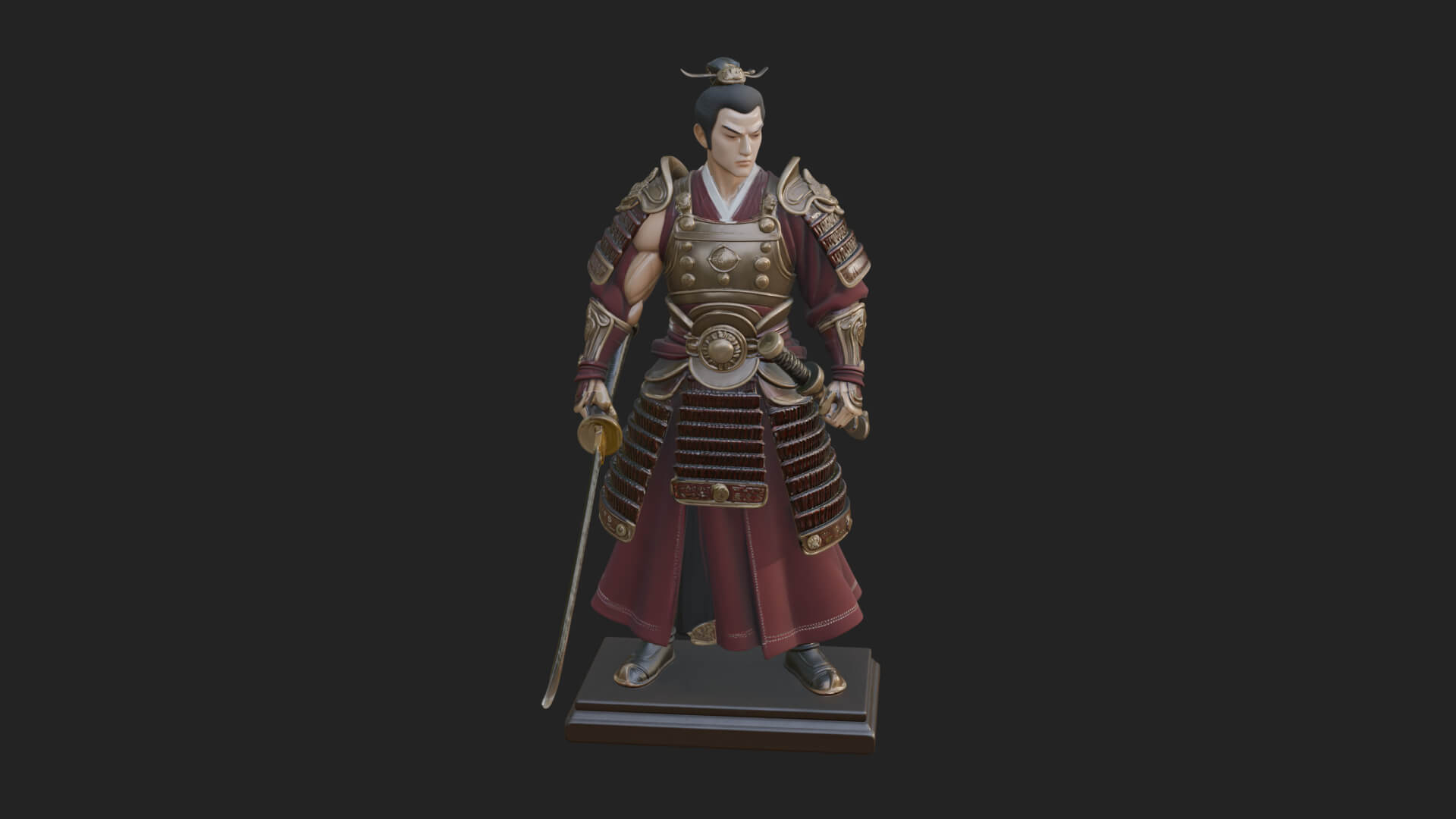 Standing Armored Samurai Statue Design 8 3D Print Model 3D Model