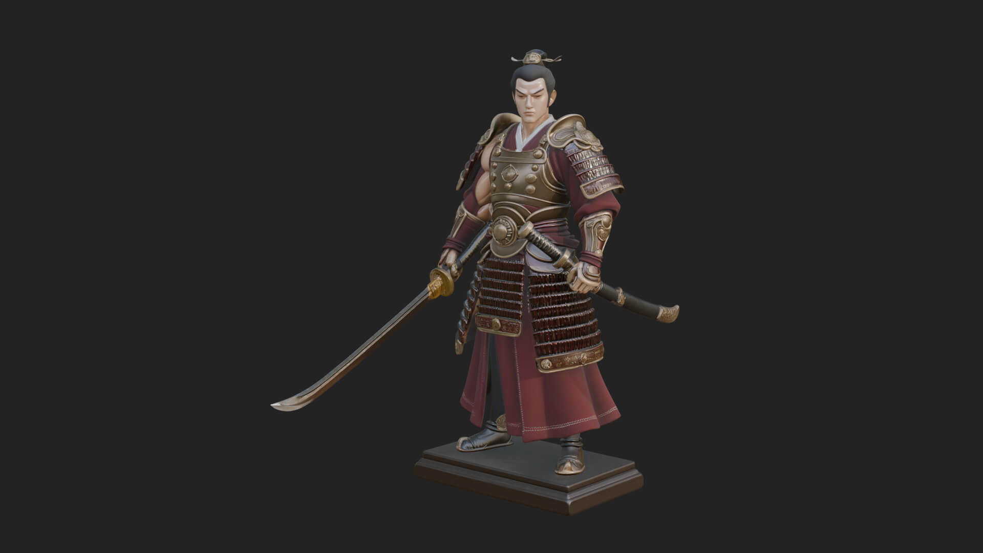 Standing Armored Samurai Statue Design 8 3D Print Model 3D Model