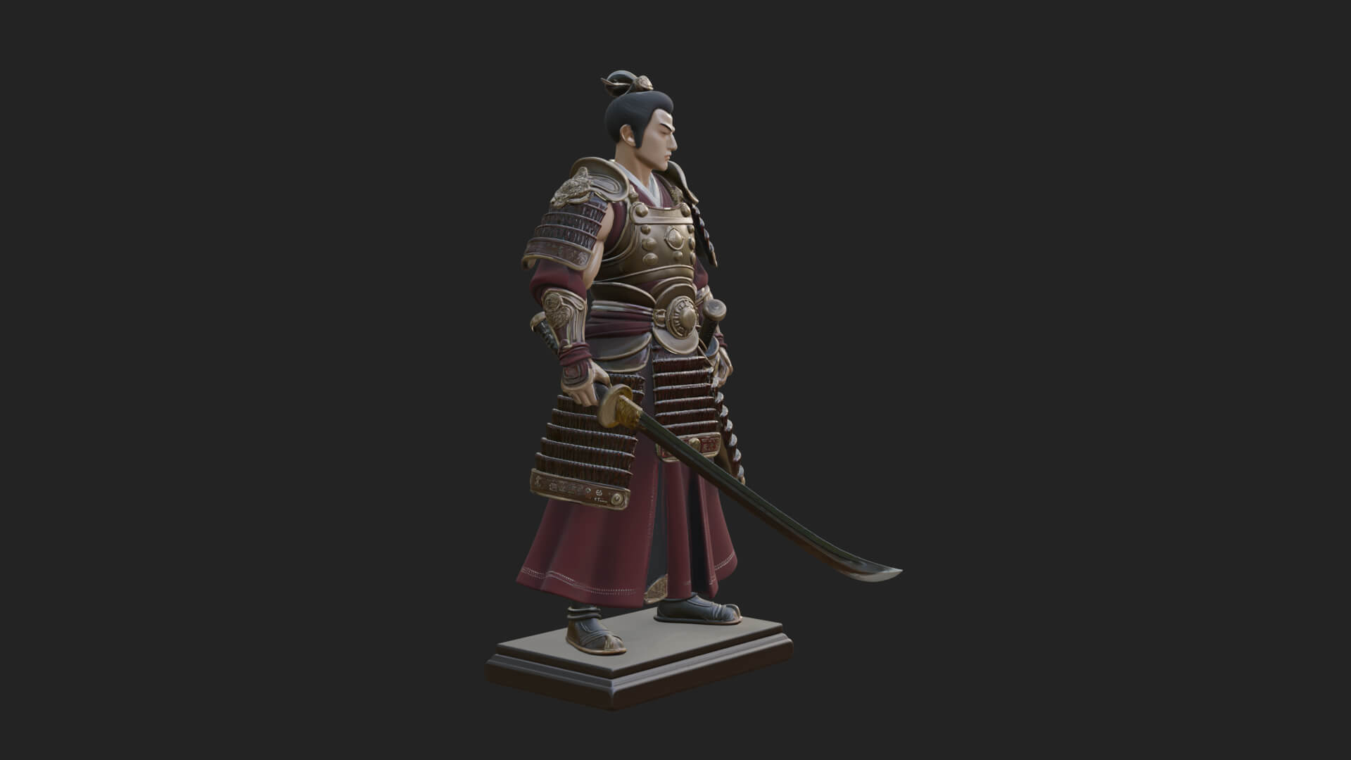 Standing Armored Samurai Statue Design 8 3D Print Model 3D Model
