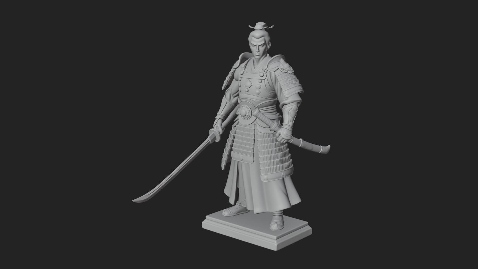 Standing Armored Samurai Statue Design 8 3D Print Model 3D Model
