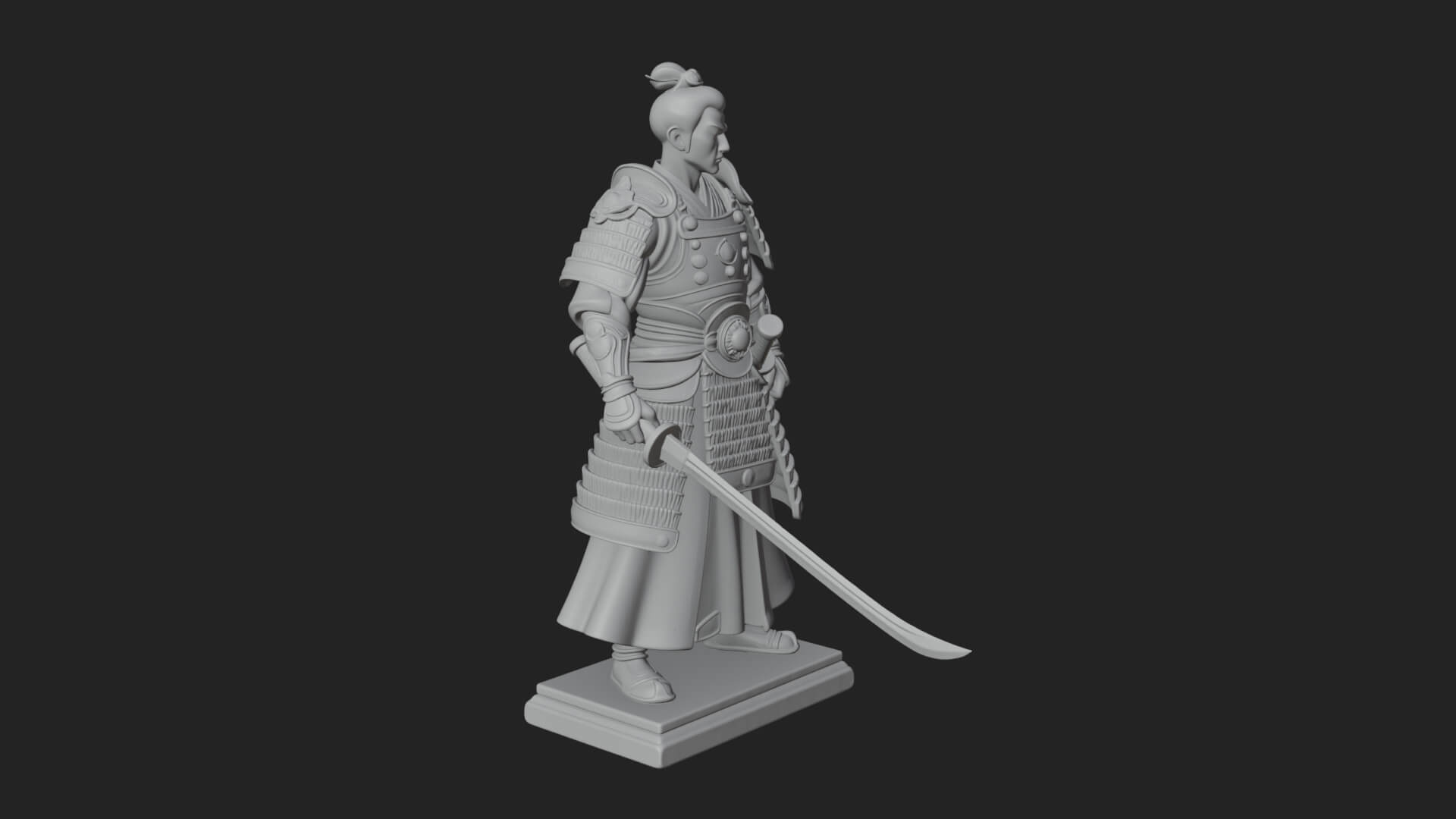 Standing Armored Samurai Statue Design 8 3D Print Model 3D Model