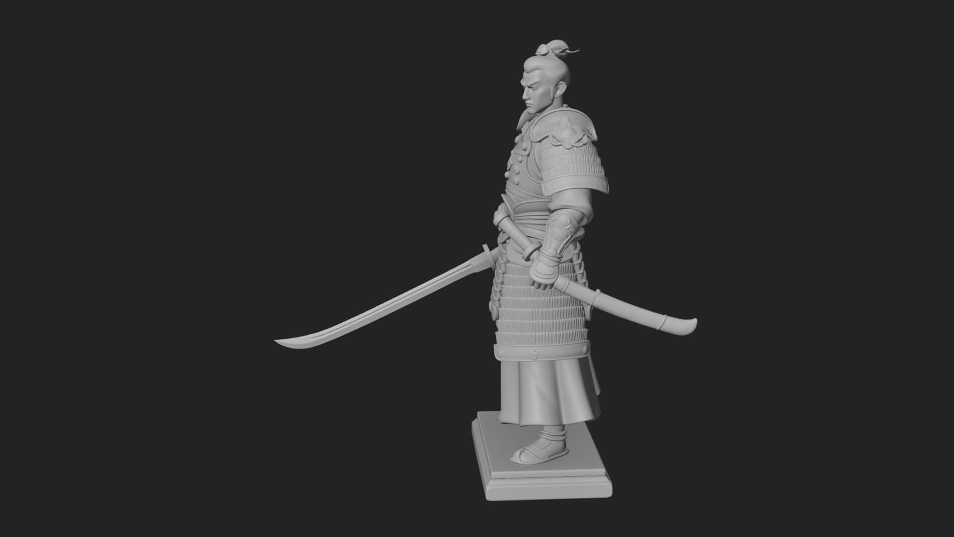 Standing Armored Samurai Statue Design 8 3D Print Model 3D Model
