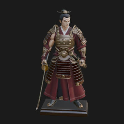 Standing Armored Samurai Statue Design 8 3D Print Model