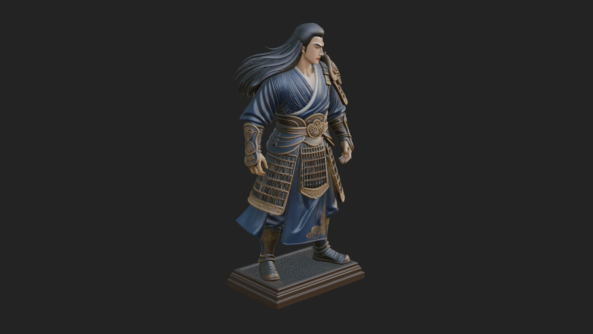 Standing Armored Samurai Statue Design 9 3D Print Model 3D Model