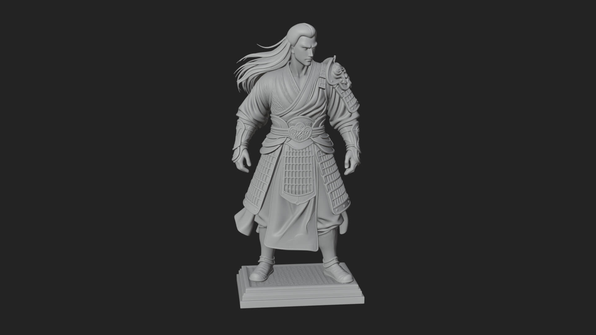 Standing Armored Samurai Statue Design 9 3D Print Model 3D Model