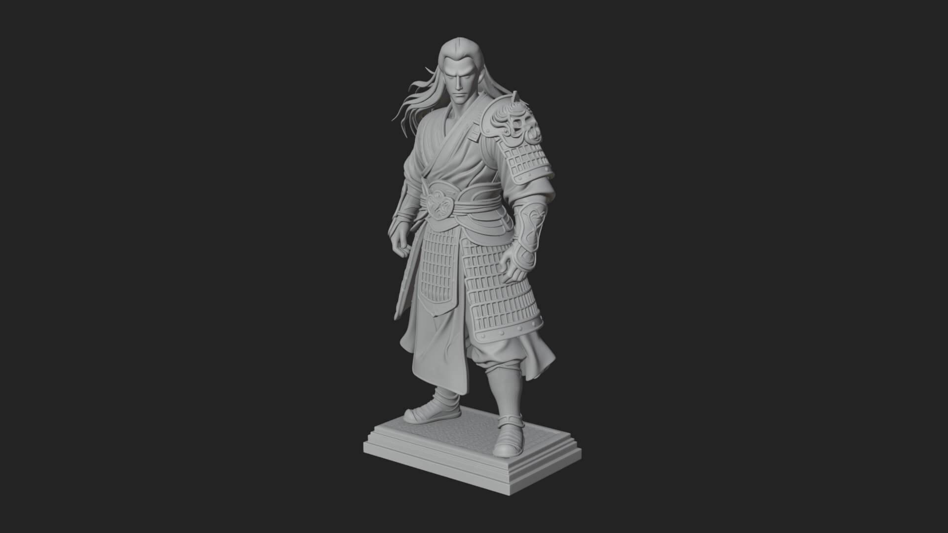 Standing Armored Samurai Statue Design 9 3D Print Model 3D Model