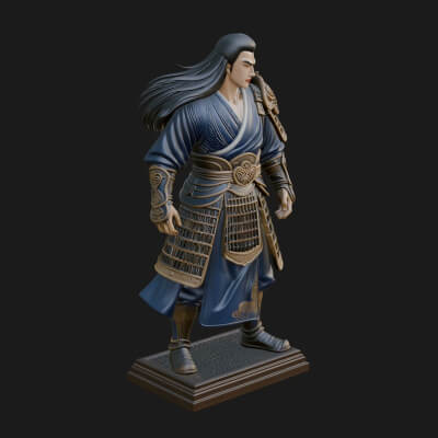 Standing Armored Samurai Statue Design 9 3D Print Model