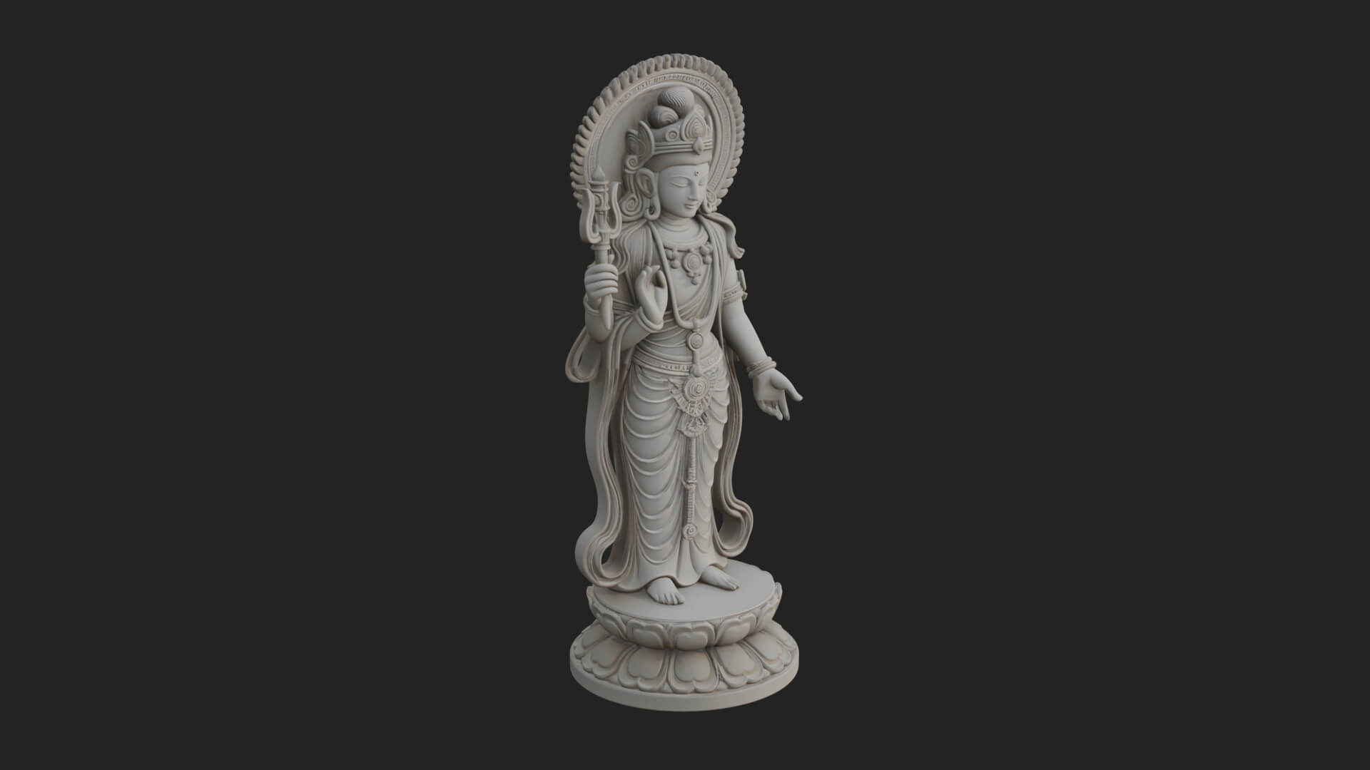 Standing Bodhisattva Statue Design 1 3D Print Model 3D Model