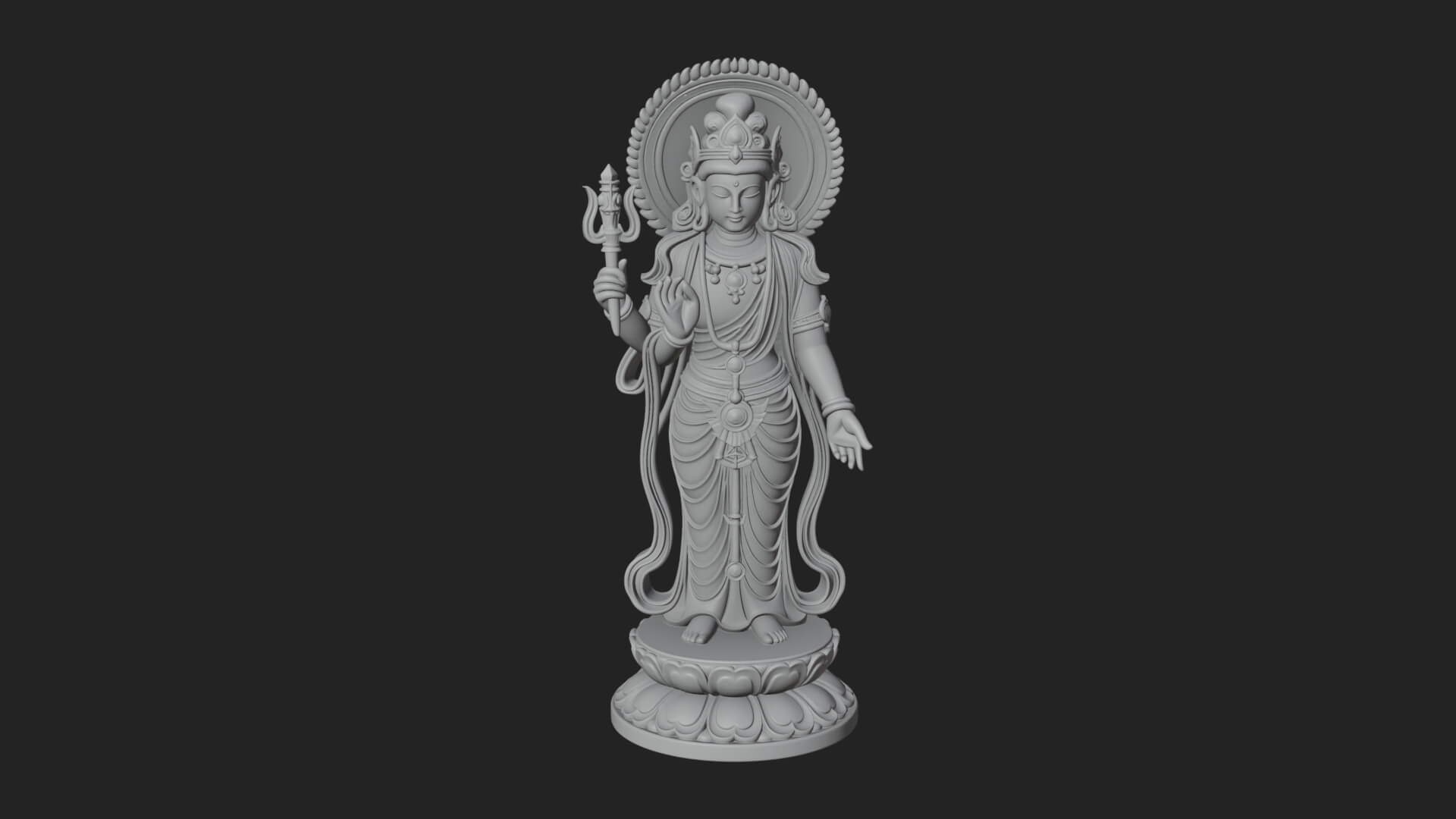 Standing Bodhisattva Statue Design 1 3D Print Model 3D Model