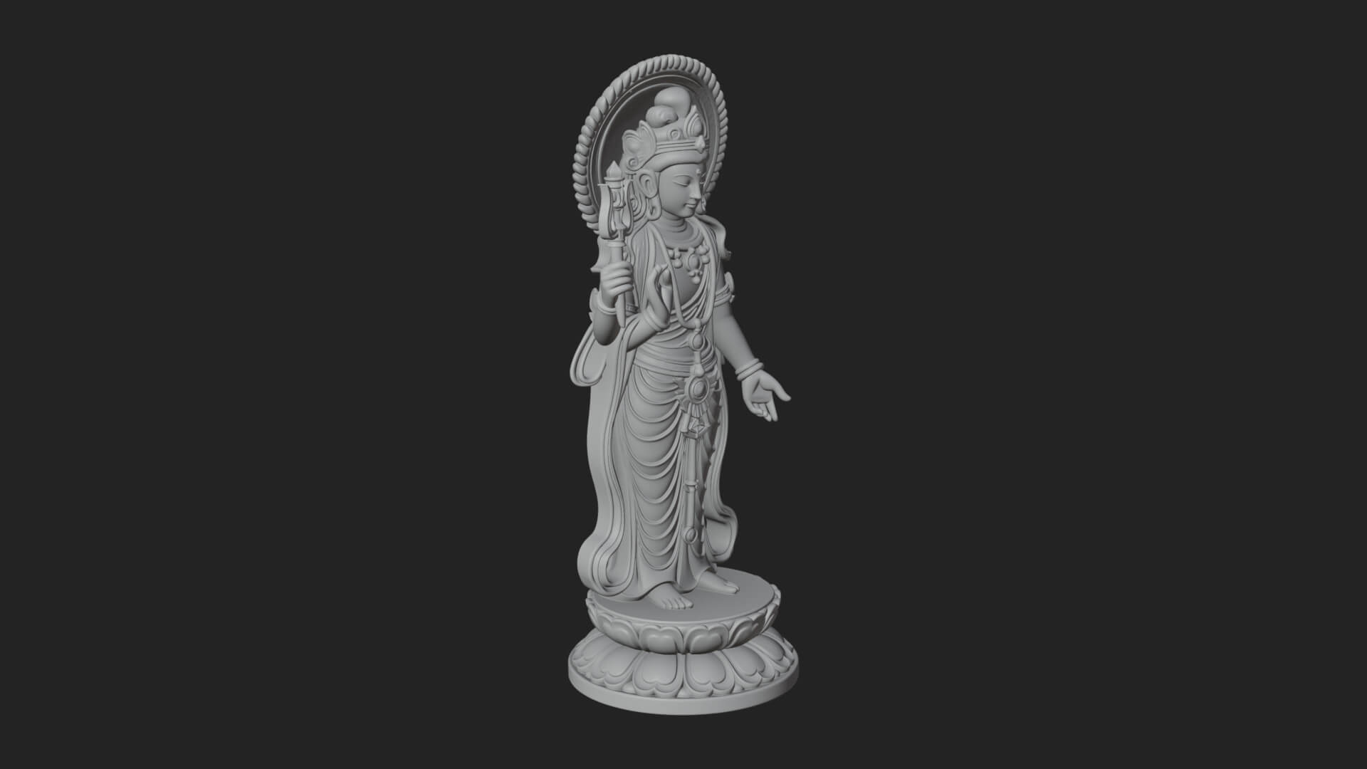 Standing Bodhisattva Statue Design 1 3D Print Model 3D Model