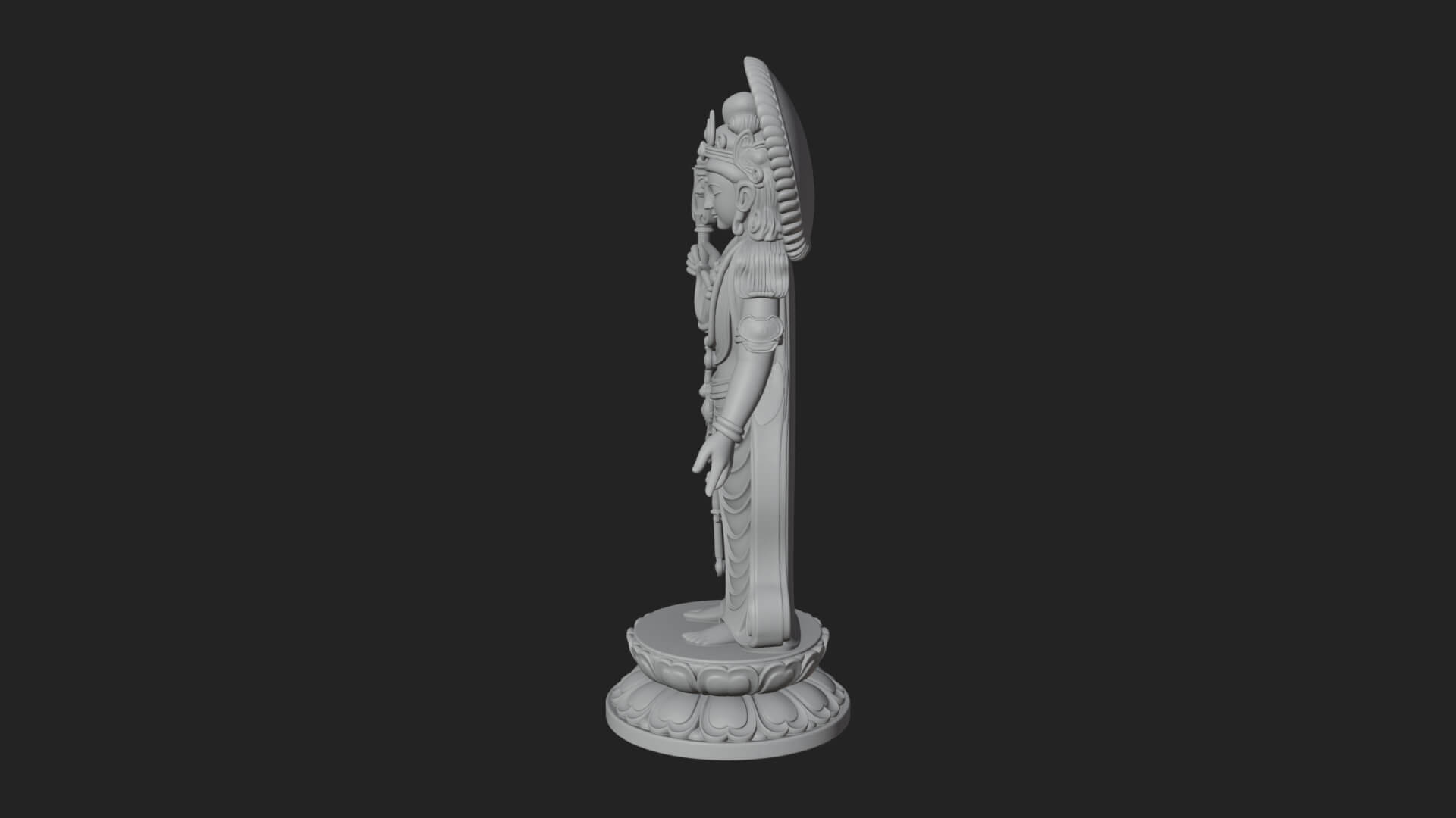 Standing Bodhisattva Statue Design 1 3D Print Model 3D Model