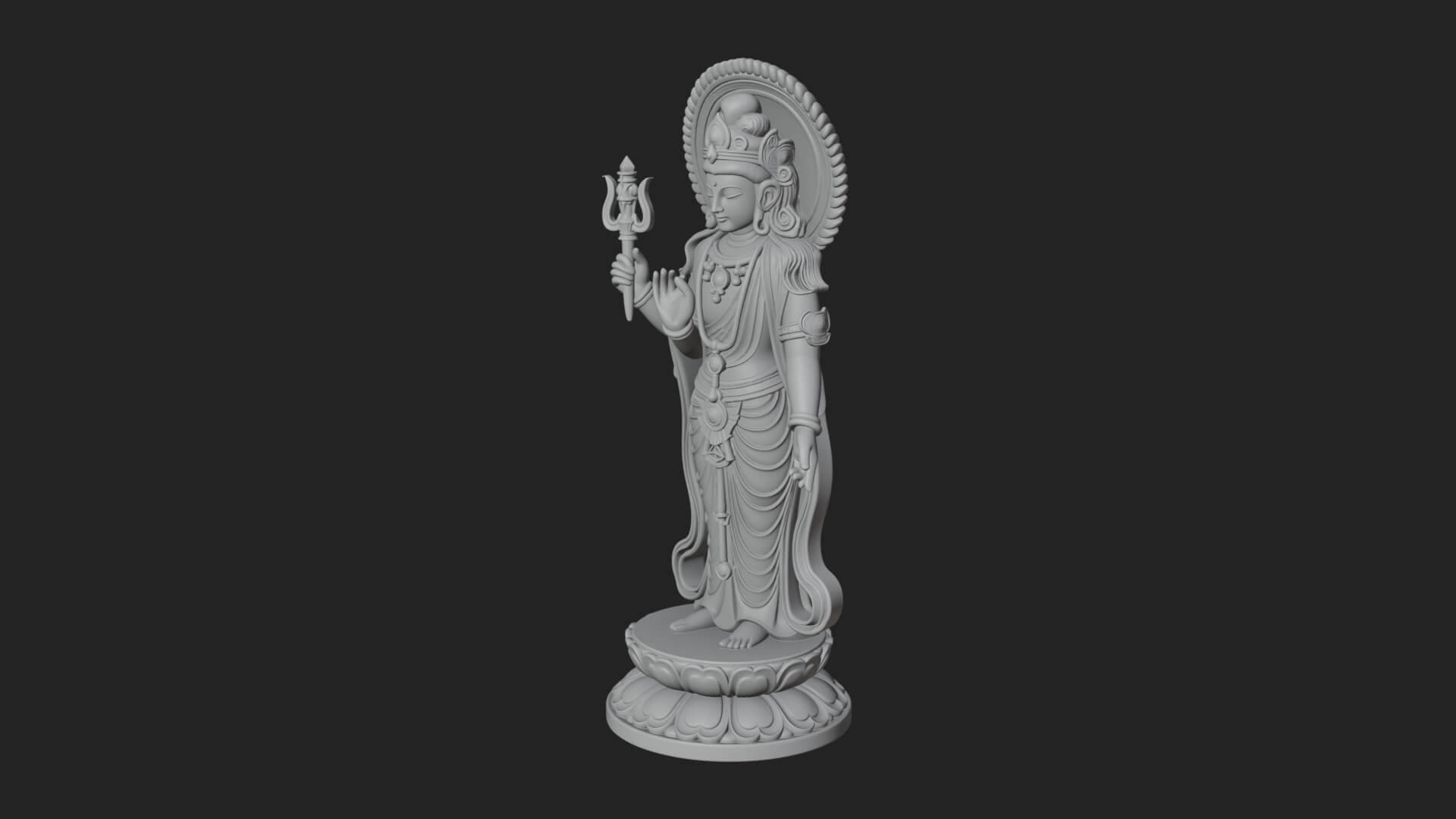 Standing Bodhisattva Statue Design 1 3D Print Model 3D Model