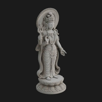 Standing Bodhisattva Statue Design 1 3D Print Model