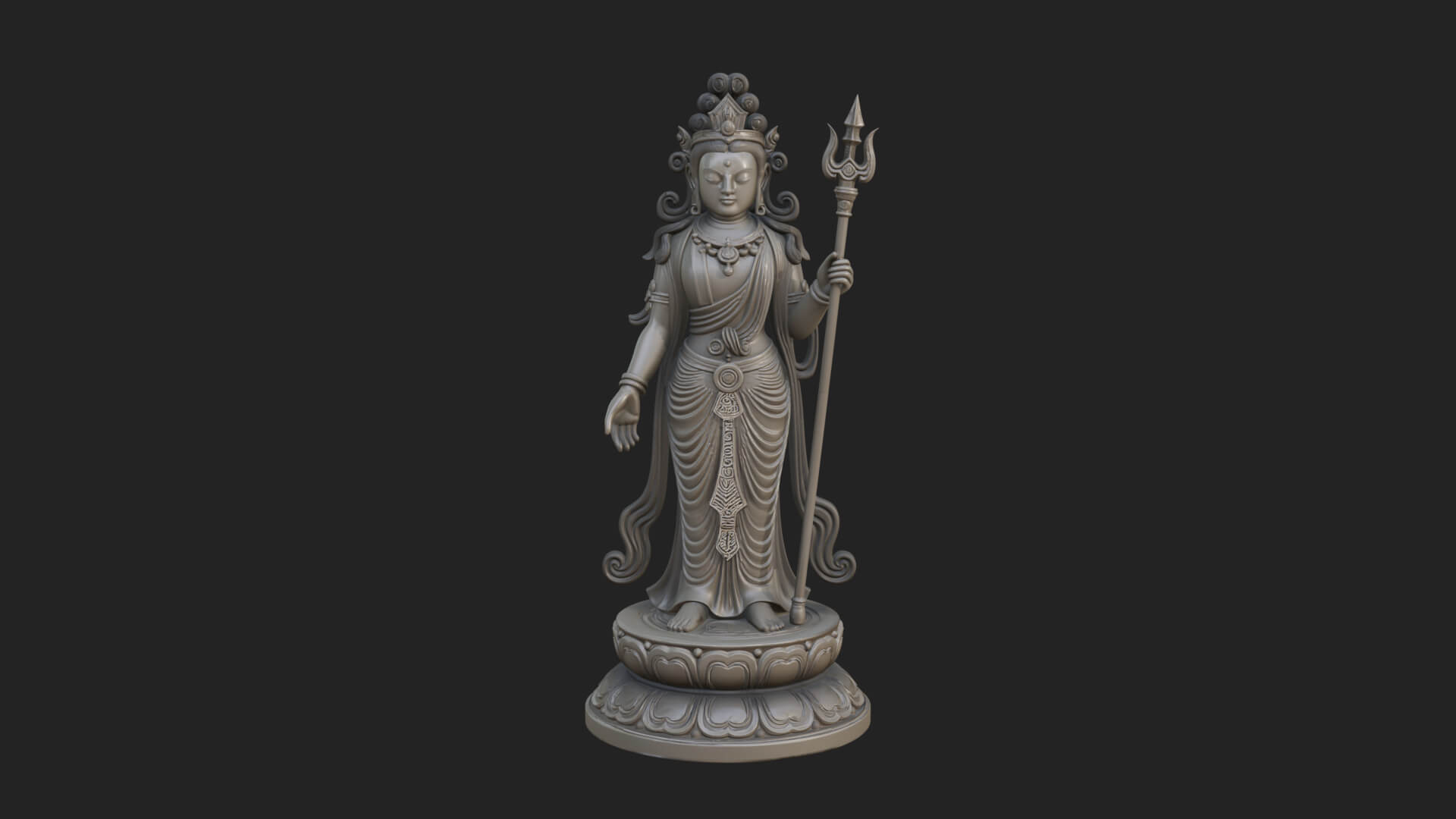 Standing Bodhisattva Statue Design 10 3D Print Model 3D Model