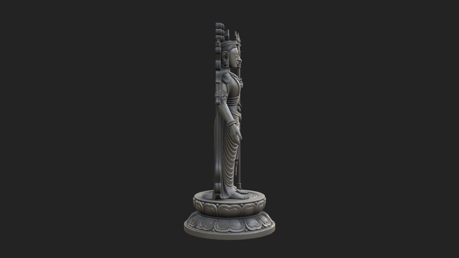 Standing Bodhisattva Statue Design 10 3D Print Model 3D Model
