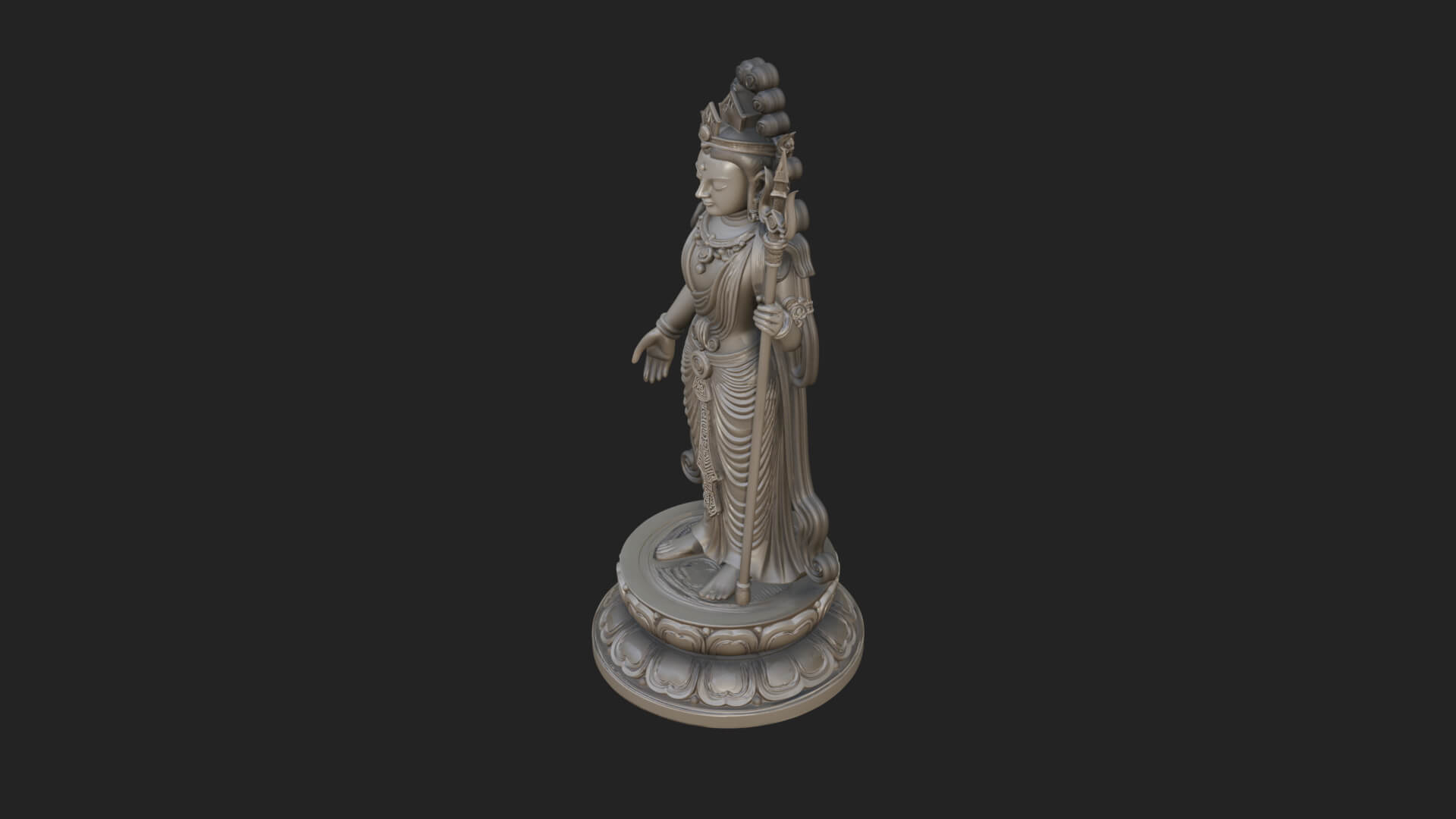 Standing Bodhisattva Statue Design 10 3D Print Model 3D Model