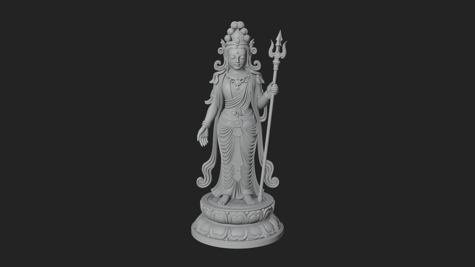 Standing Bodhisattva Statue Design 10 3D Print Model 3D Model
