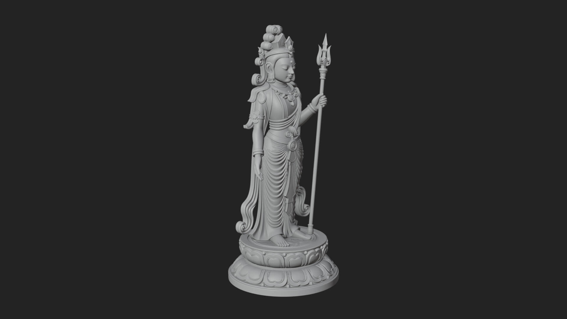 Standing Bodhisattva Statue Design 10 3D Print Model 3D Model