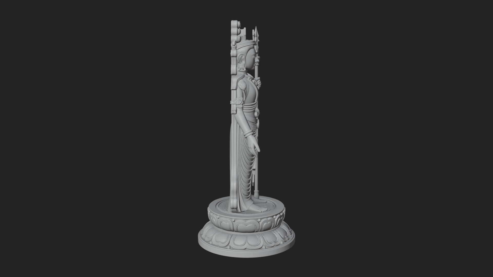 Standing Bodhisattva Statue Design 10 3D Print Model 3D Model