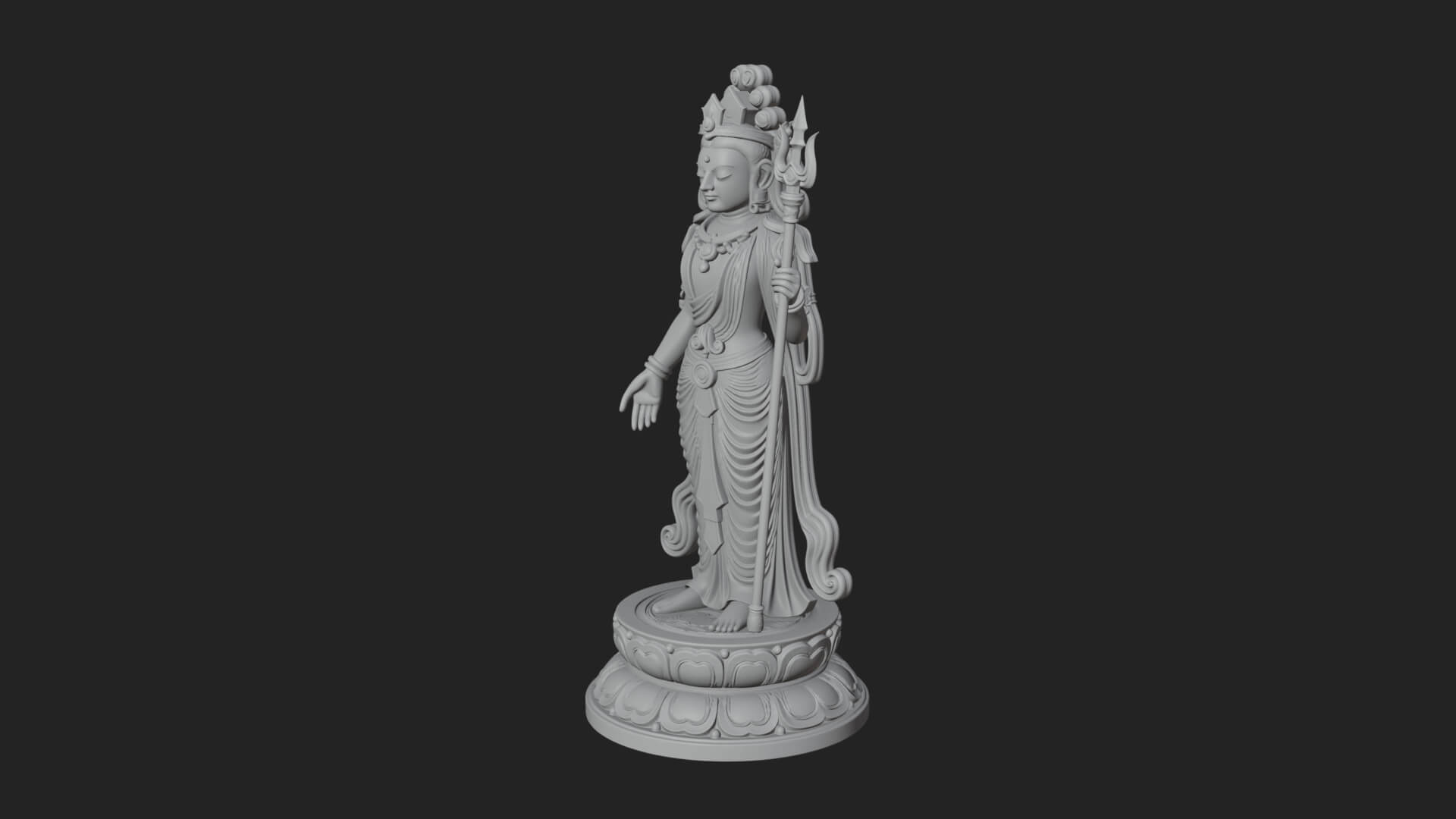 Standing Bodhisattva Statue Design 10 3D Print Model 3D Model