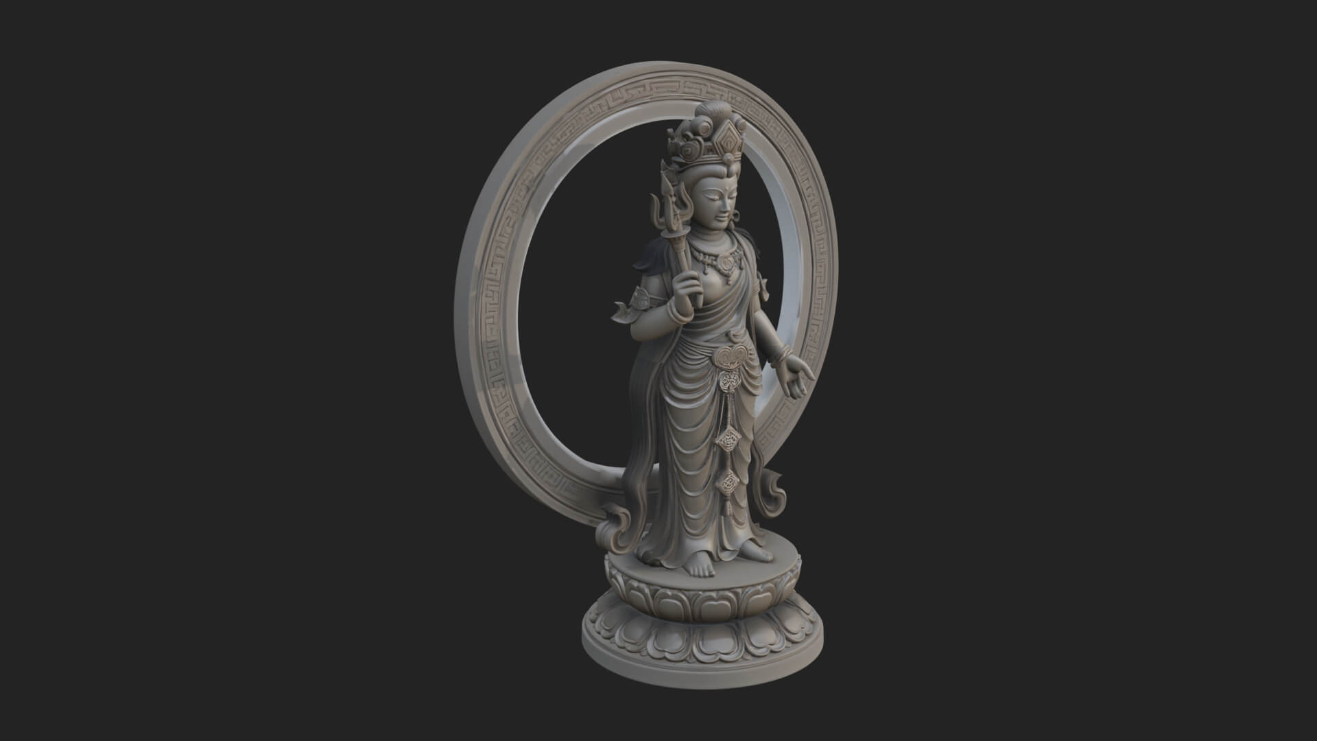 Standing Bodhisattva Statue Design 11 3D Print Model 3D Model