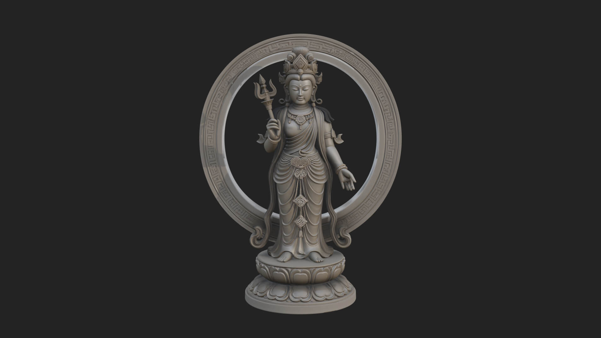 Standing Bodhisattva Statue Design 11 3D Print Model 3D Model
