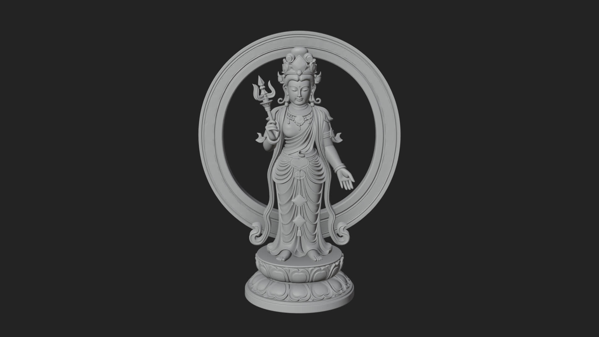 Standing Bodhisattva Statue Design 11 3D Print Model 3D Model