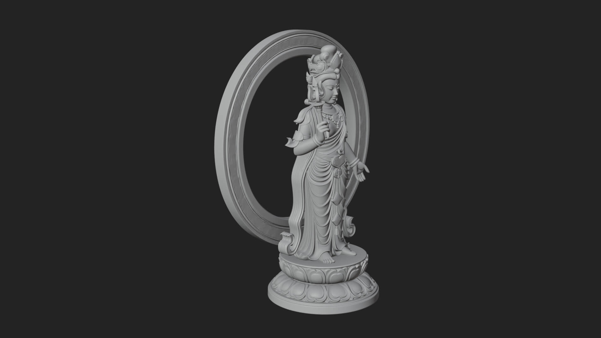 Standing Bodhisattva Statue Design 11 3D Print Model 3D Model