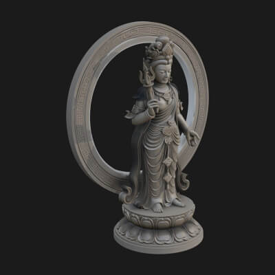 Standing Bodhisattva Statue Design 11 3D Print Model