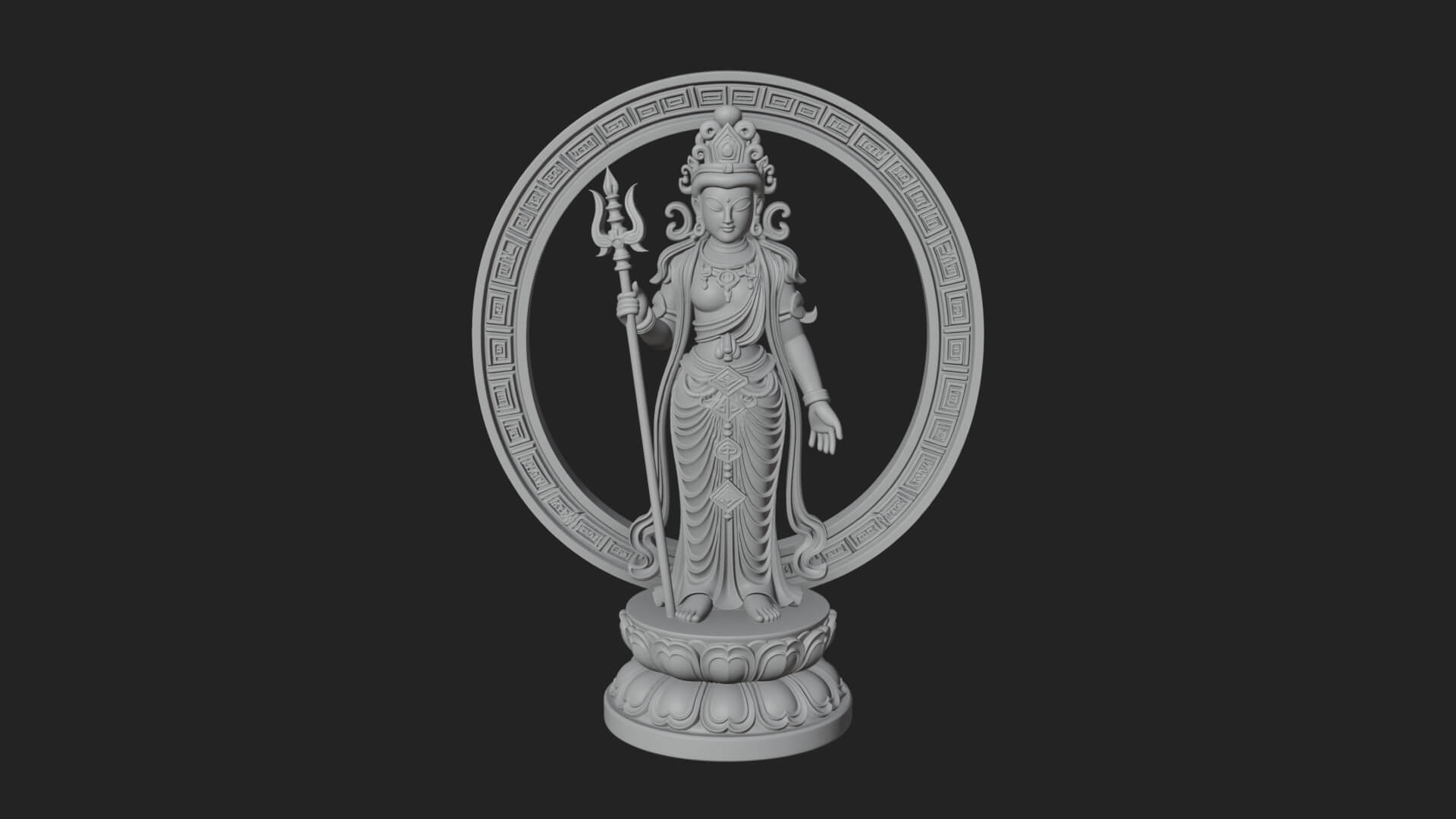 Standing Bodhisattva Statue Design 12 3D Print Model 3D Model