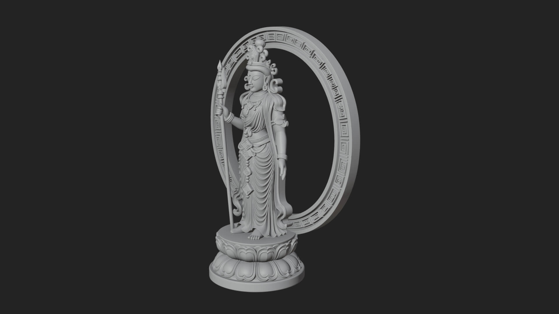 Standing Bodhisattva Statue Design 12 3D Print Model 3D Model