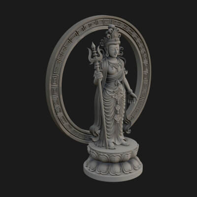 Standing Bodhisattva Statue Design 12 3D Print Model