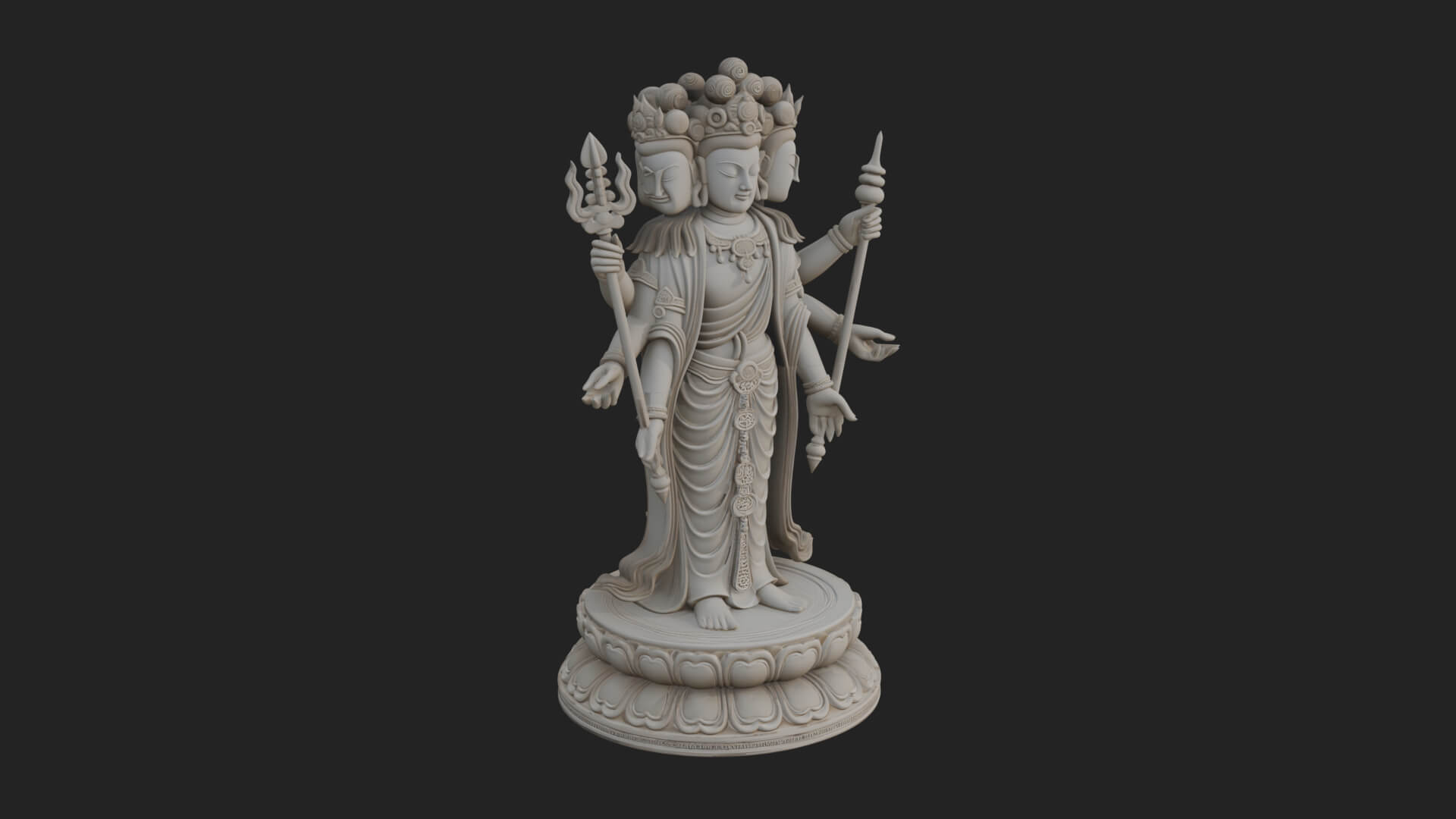 Standing Bodhisattva Statue Design 13 3D Print Model 3D Model