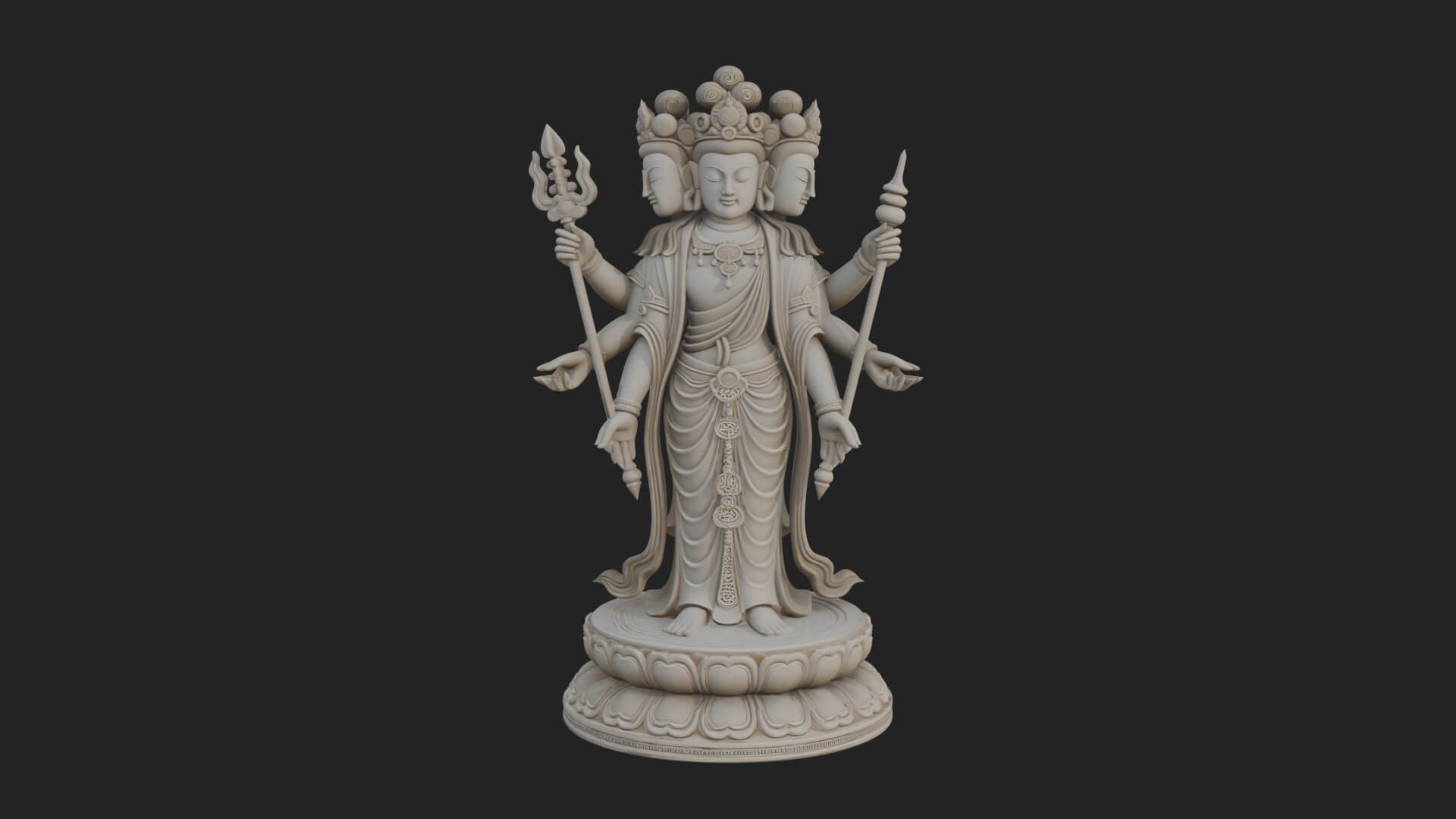 Standing Bodhisattva Statue Design 13 3D Print Model 3D Model